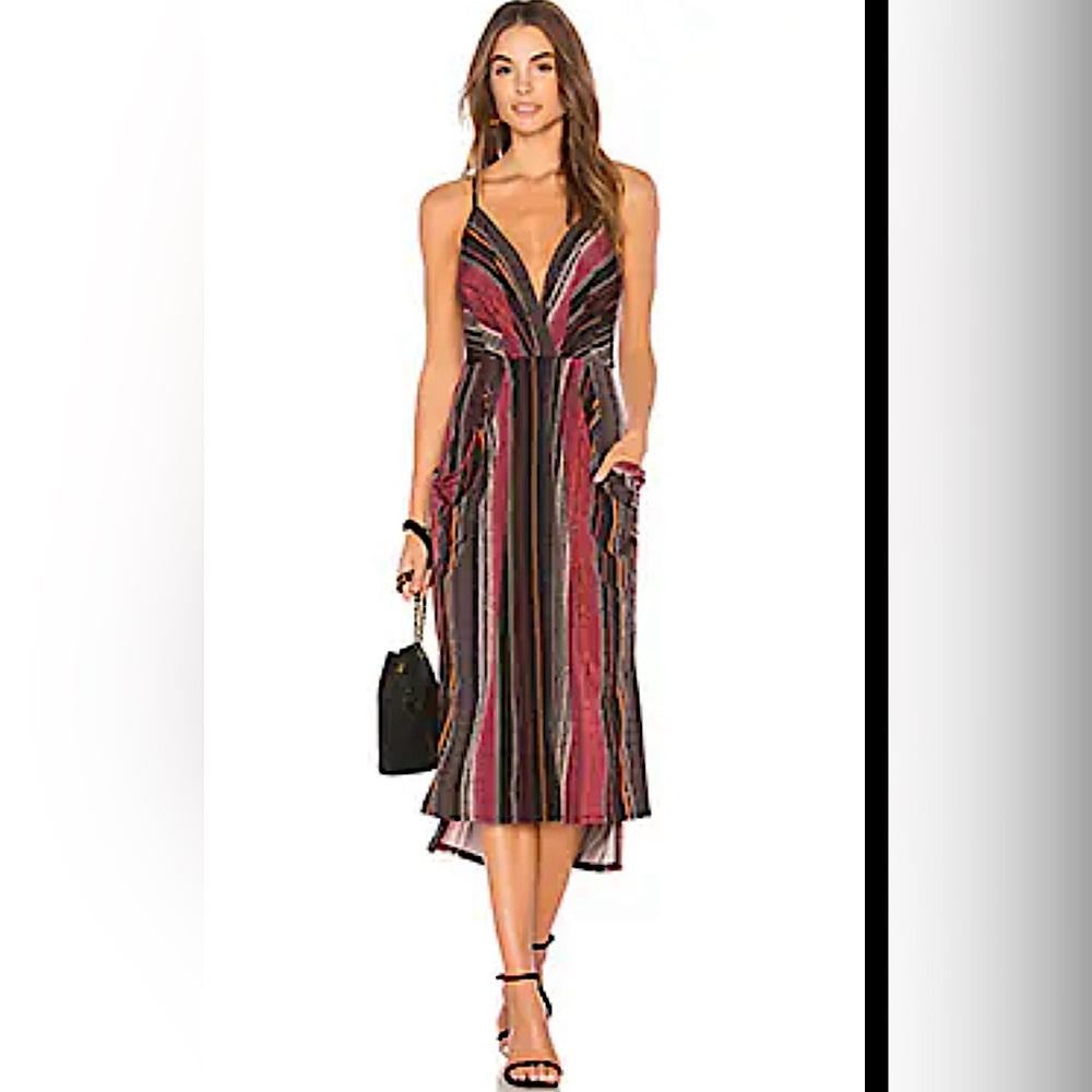 BCBG Sleeveless Chevron Patterned Midi Dress w/ hidden pockets-Size M